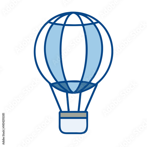 Hot Air Balloon Outline Illustration in Soft Blue Colors  
