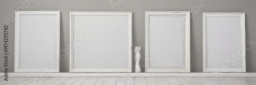 Stylish empty frames on white  Perfect for art placement, design mockups ,  art frames,  illustration