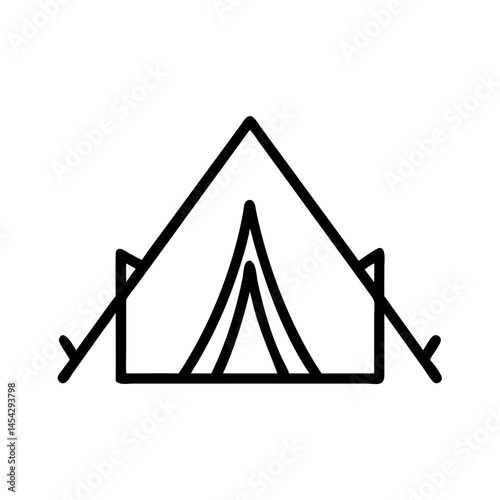 Camping Tent Outline in Minimalist Style  