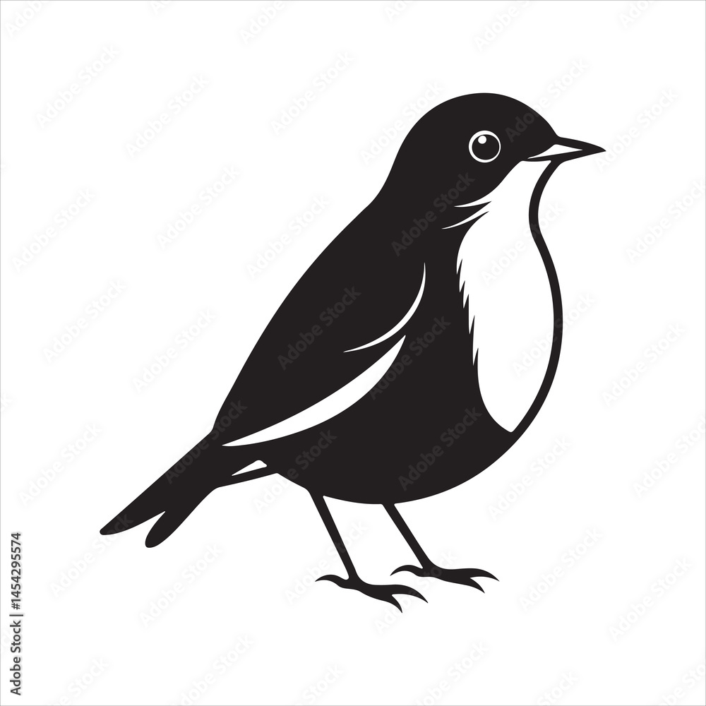 Obraz premium american robin silhouette black vector