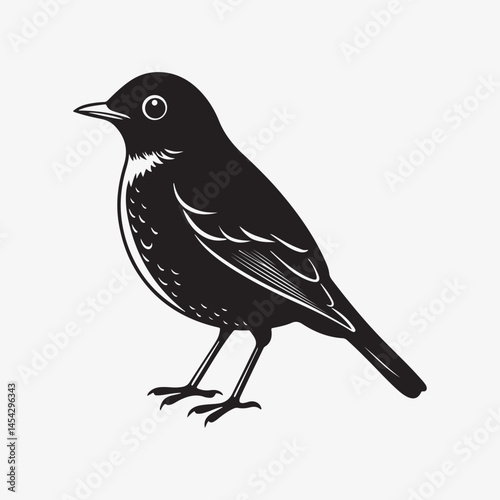 american robin silhouette black vector