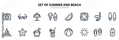 Summer and Beach icons with White Background.