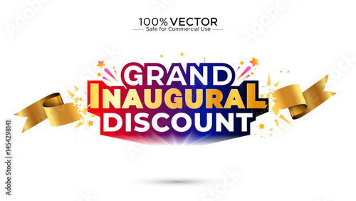3d logo design of Grand Inaugural Discounts sale offer promotion concept.