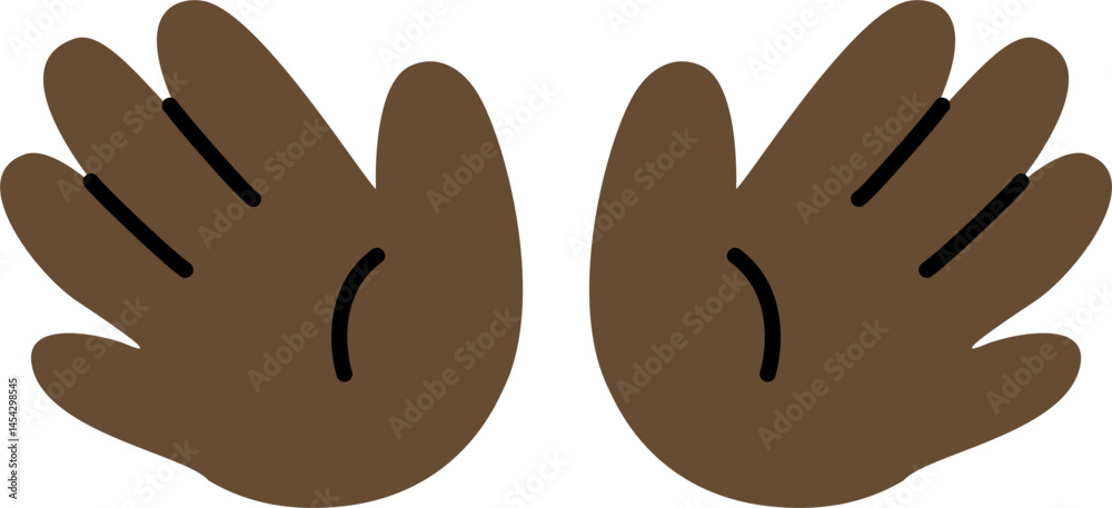 Fototapeta premium Hello Emoji Color Skin Dark Brown Color Hand Drawing Hi Emoji. Cute Stye.