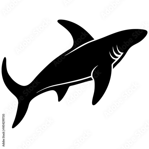 hammerhead shark silhouette vector icon on white background