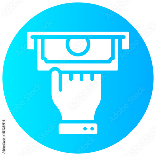 money withdraw vector round glyph icon