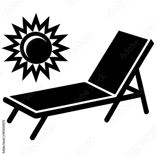 sunbed vector icon on white background