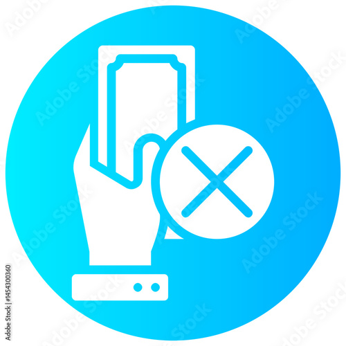 no cash payment vector round glyph icon