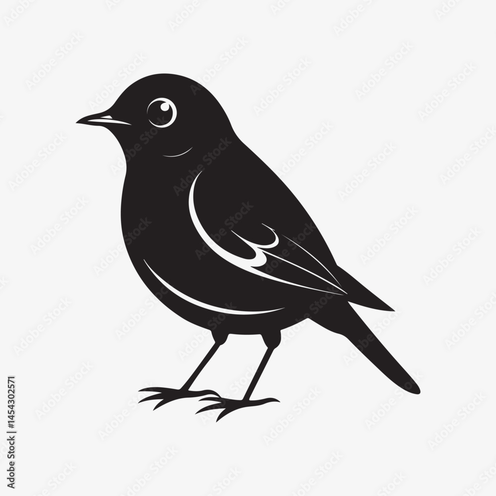 Obraz premium american robin silhouette black vector