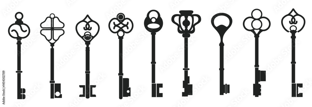 Classic key vector design with various ornaments Classic key vector design with various ornaments