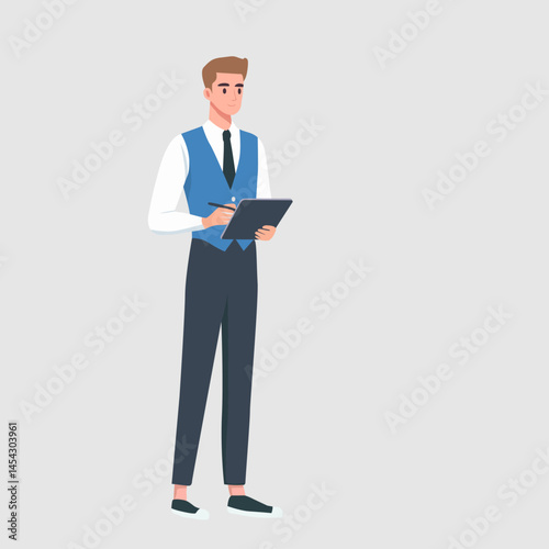 a man carrying a report-working man with a checklist