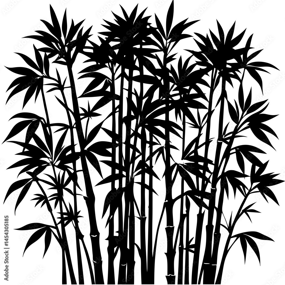 Obraz premium Bamboo Clump Silhouettes Vector for Zen , isolated transparent background 