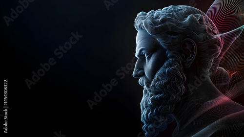 Digital Portrait Of Ancient Man Profile