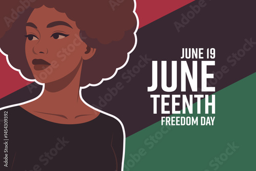Juneteenth. June 19, Freedom Day. Vector illustration. Holiday banner, card, poster and background template.