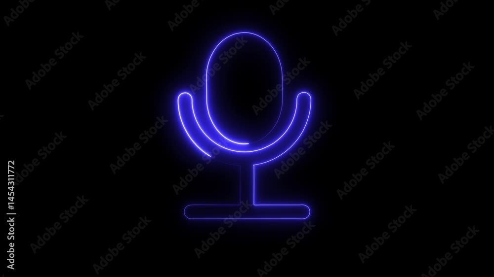 Neon Voice recording podcast mic microphone button icon animation. neon line microphone icon Neon Voice recording podcast mic microphone button icon animation. neon line microphone icon