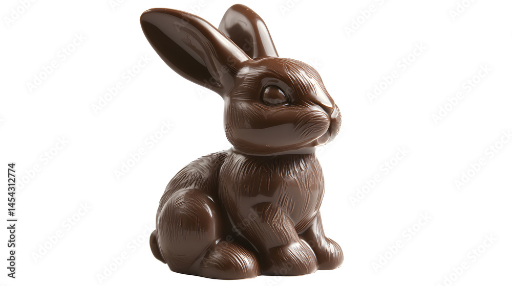 chocolate easter bunny isolated on white or transparent png