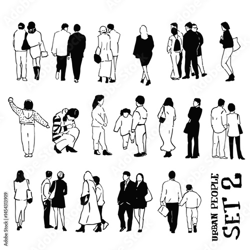 Sketching Urban people flat vector illustration collection pack set 2