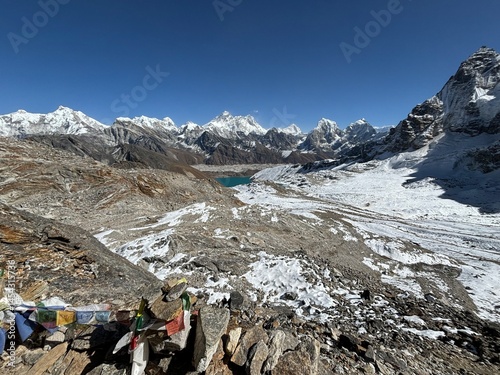 View on Mt Everest and Gokyo from Renjo La Pass, Three Pass Trek, Nepal