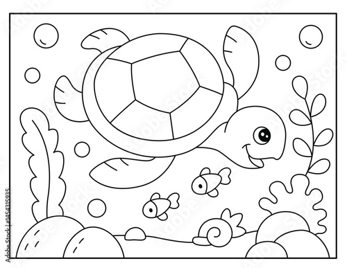 Turtle coloring page for kids
