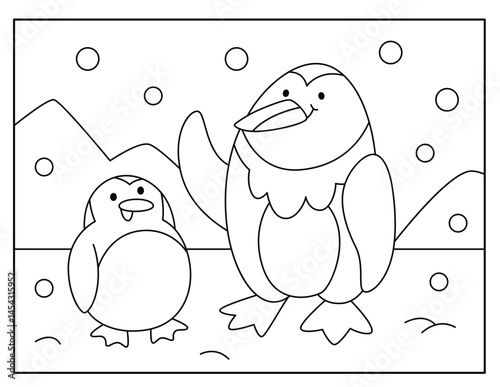 Penguin coloring page for kids