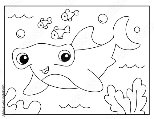 Hammerhead shark coloring page for kids