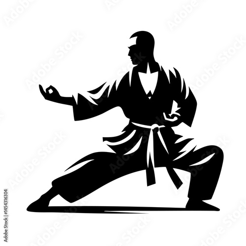 Dynamic Karate Silhouette: Martial Arts Power and Grace