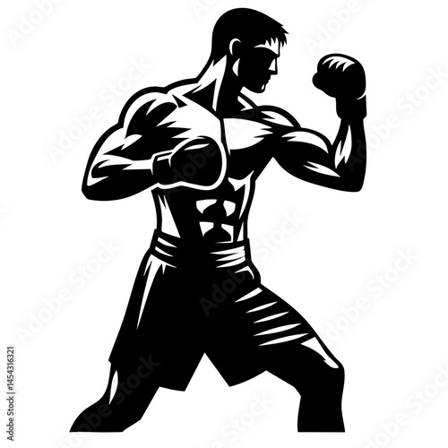 Powerful Boxer Silhouette: A Champion's Strength and Determination