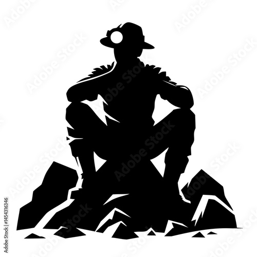 Contemplative Miner: A Silhouette of Perseverance in the Mining Industry