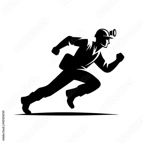 Running Miner: Dynamic Silhouette of an Industrious Worker