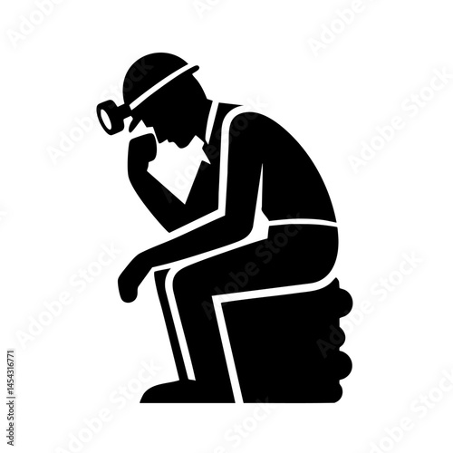 Contemplative Miner: A Silhouette of Thoughtful Labor