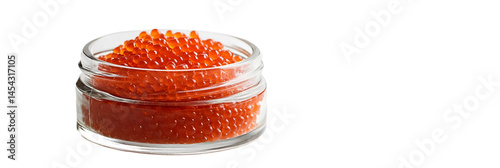 Obraz na płótnie Glass jar with red caviar on white
w salonie