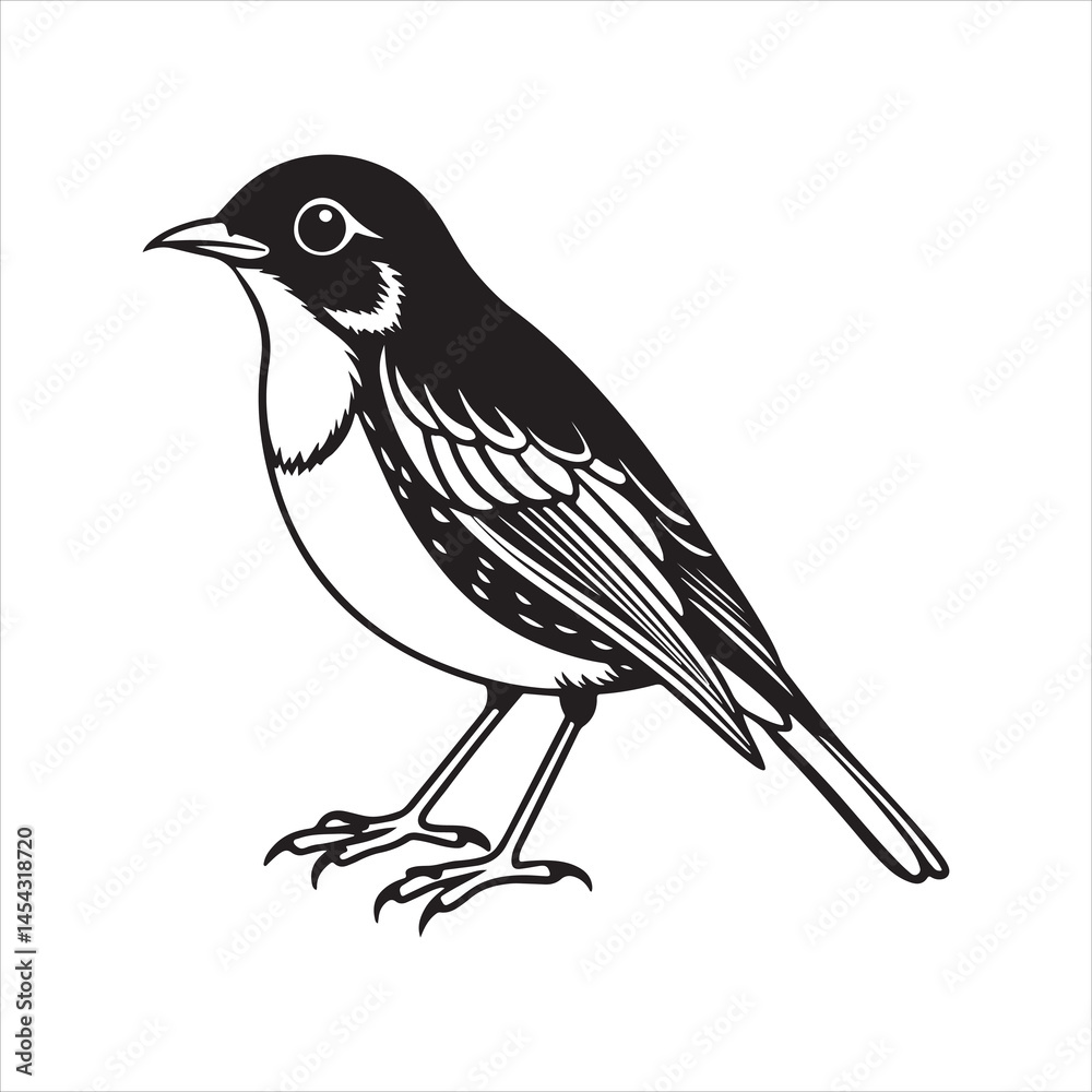 Obraz premium american robin silhouette black vector