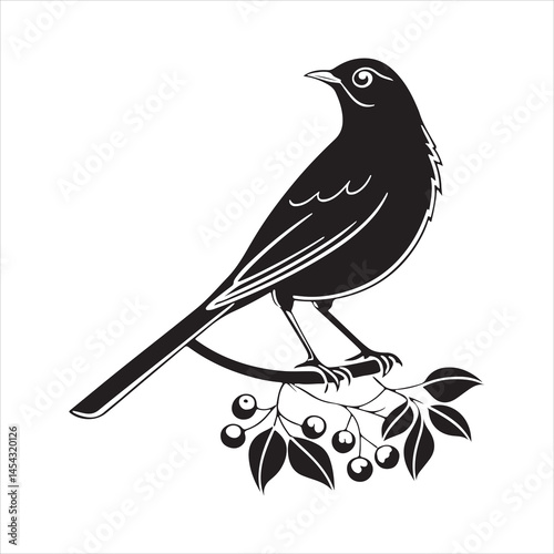 american robin silhouette black vector