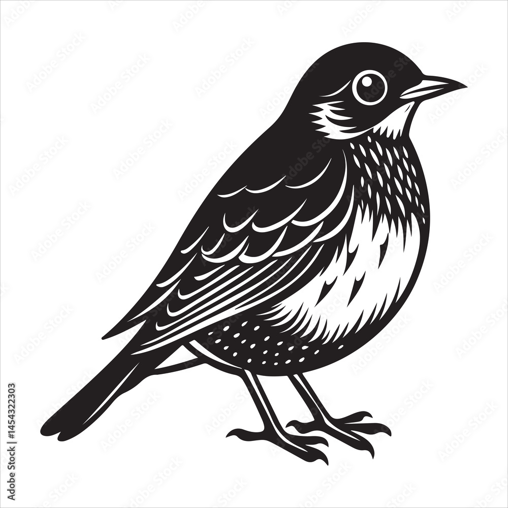 Obraz premium american robin silhouette black vector