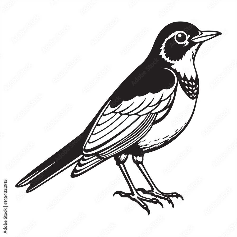 Obraz premium american robin silhouette black vector