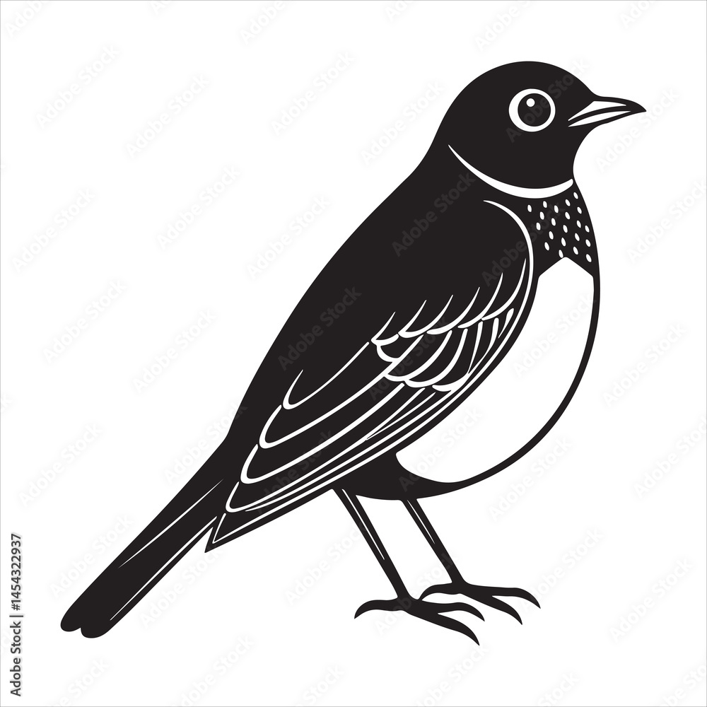 Obraz premium american robin silhouette black vector