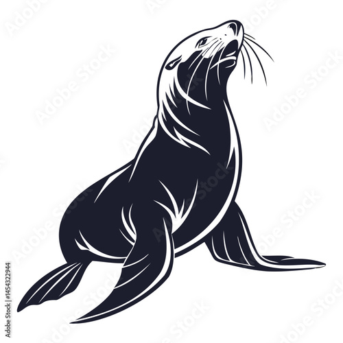 Illustration of a sea lion seal vector image wild animal aquatic mammal drawing marine wildlife ocean creature isolated on transparent background