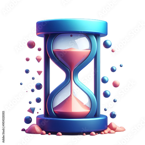 3D Hourglass Icon isolated on white background