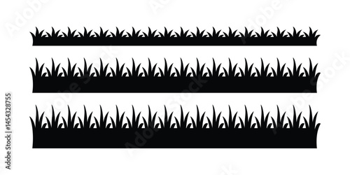 Grass Silhouette Vector Set for Landscape, Nature, Border, and Garden Design Projects.