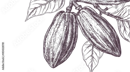 Wallpaper Mural Detailed illustration of cacao pods on a branch. Torontodigital.ca