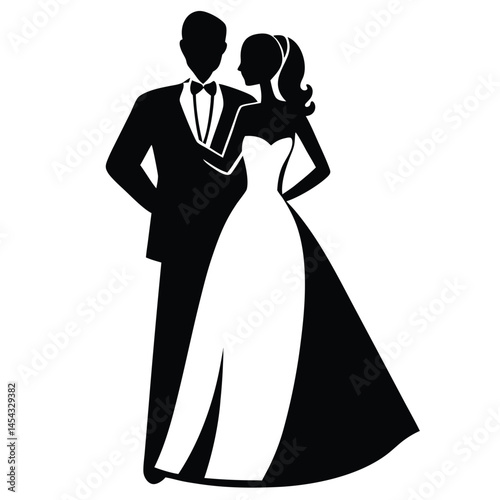 Groom-holding-bride-s-waist-vector-silhouette 
