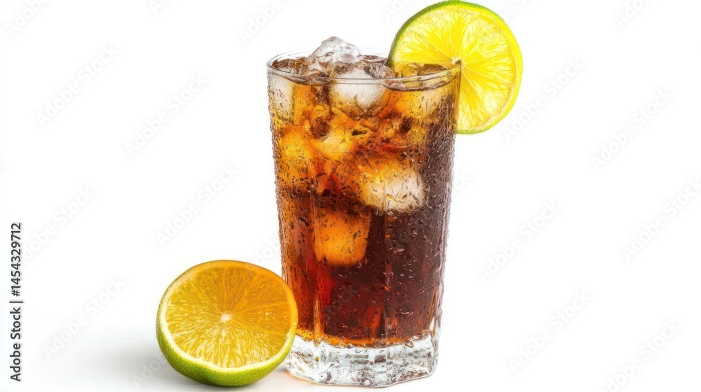 Long Island Iced Tea cocktail high-resolution cocktail drink in clear glass with vibrant garnish, isolated white background Long Island Iced Tea cocktail high-resolution cocktail drink in clear glass with vibrant garnish, isolated white background