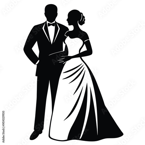 Groom-holding-bride-s-waist-vector-silhouette 