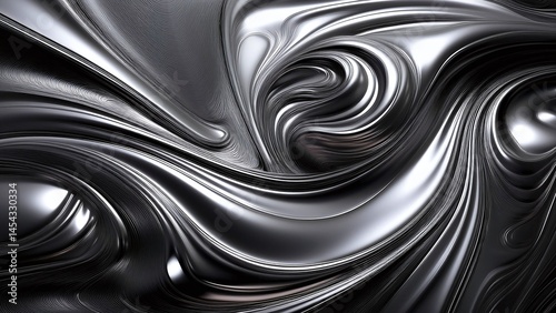 Black and Silver Liquid Metal Flow Texture