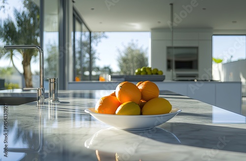 Modern kitchen with fresh fruit photo