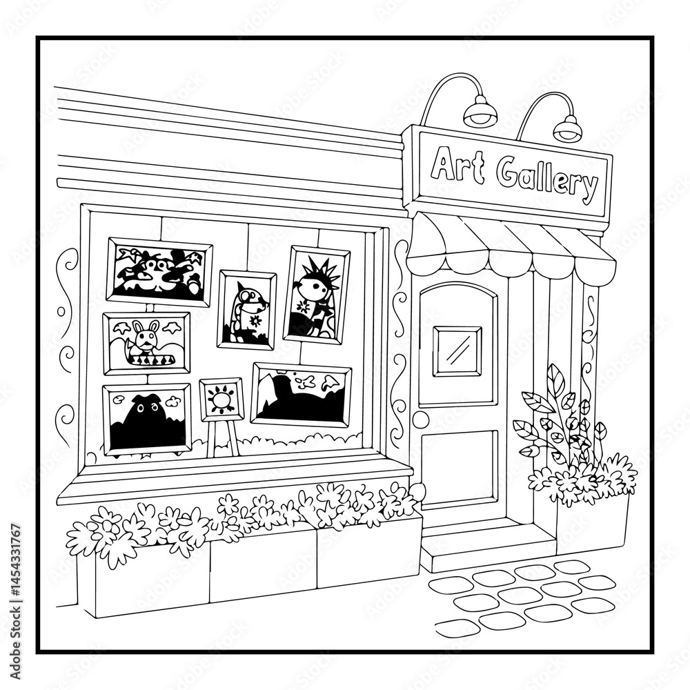 Fototapeta premium Cute Storefront Coloring Pages For Kids
