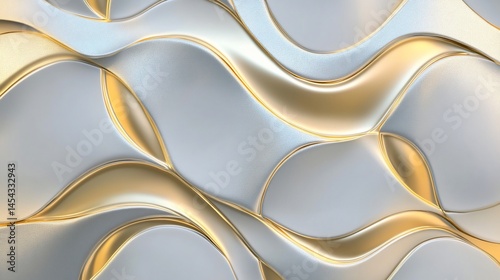 Subtle elegance featuring curved patterns in gold and pearl shimmer backdrop