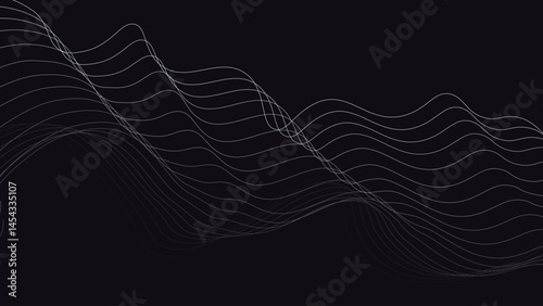 Minimal Wave Line Background. Abstract Curved Lines on Dark