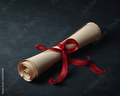 Elegantly wrapped diploma scroll symbolizing achievement and academic triumph