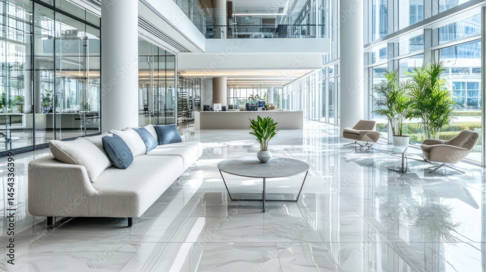 Fototapeta premium Modern sustainable office interior, clean design